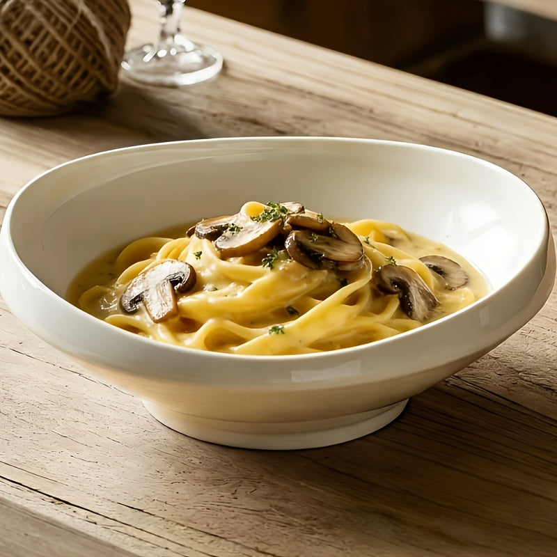 1pc Creative Ceramic Lamian Noodles Bowl | Large Capacity Round Tableware, Microwave Safe, Ideal for Noodles, Salad, Dessert, Family & Business Party Use