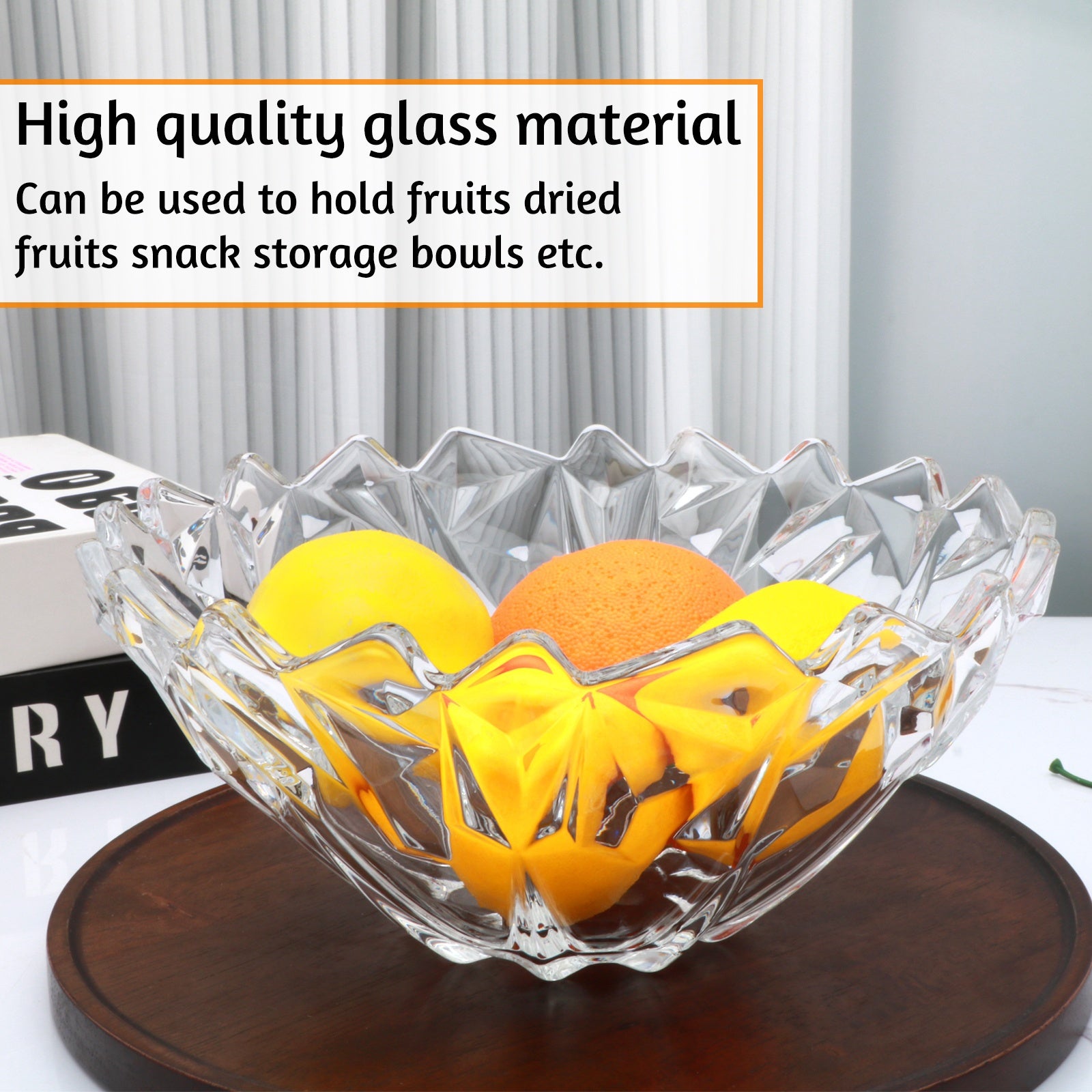 Set Of 2-34oz Glass Bowls for Kitchen Prep, Modern Round Serving Dishes for Dessert, Salad, Fruit, Pudding, Candy, Cereal, Ice Cream, Bowls