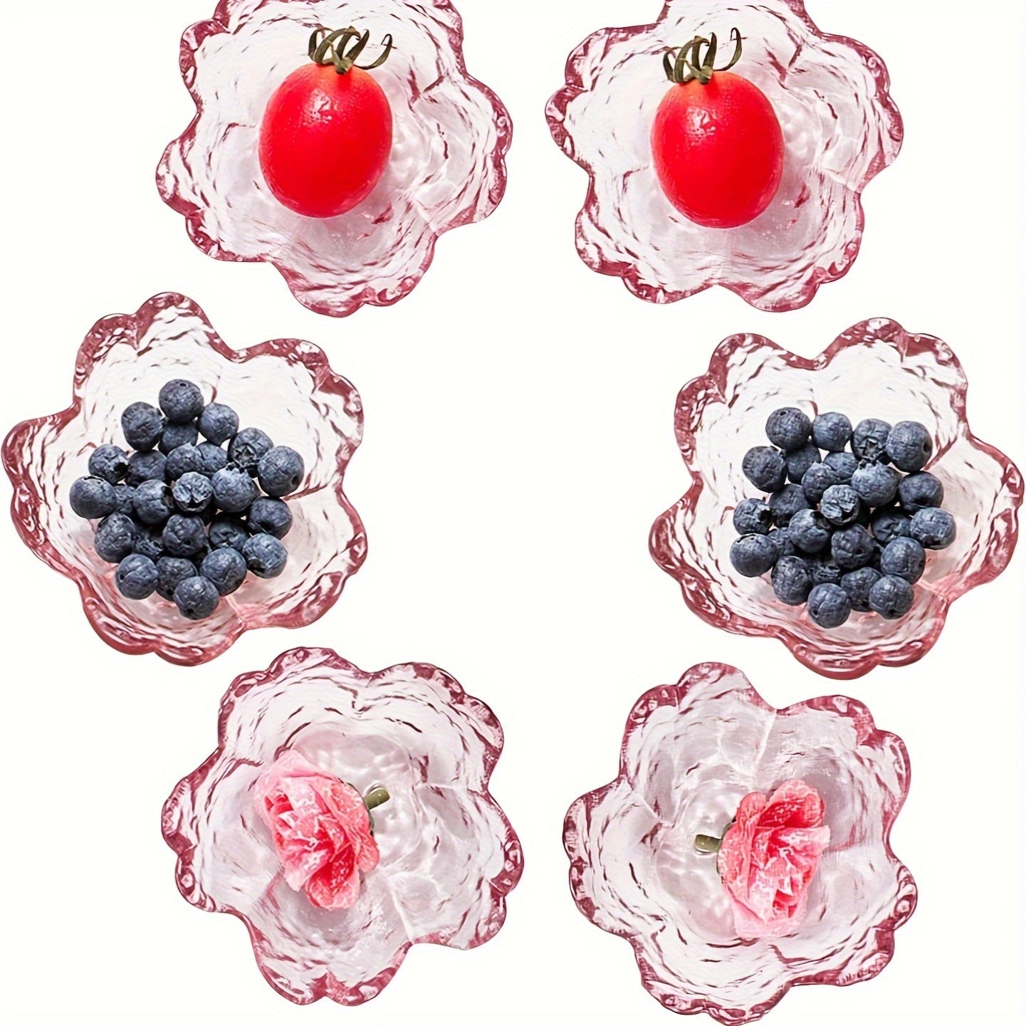 Seasoning bowls with Golden rim, Pink Cherry Flower Crystal Glass Appetizer Plates dipping bowls ice cream bowls Sushi, pink glass plates mini bowls for charcuterie board