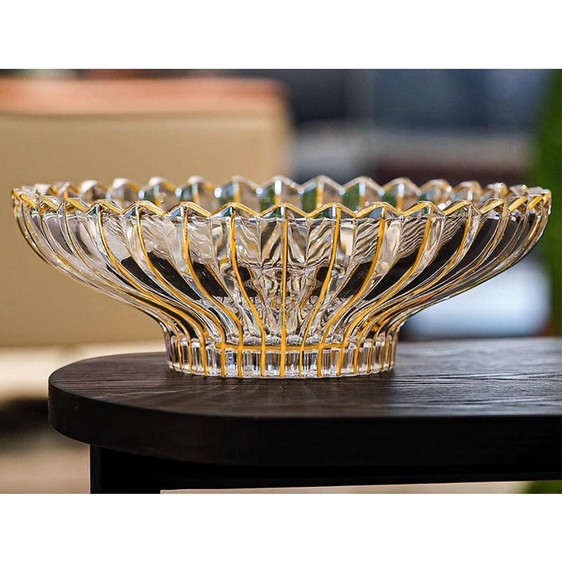 MAGCOLOR Hand-Painted Golden Bowl - 12-Inch Large Elegant Decorative Centerpiece with Intricate Leaf Pattern, Durable Fruit Bowl for Kitchen Table Decor, Serving Bowl for Desserts, Salads, Home Decor - Luxury Elegant Serving Dish for Parties & Every