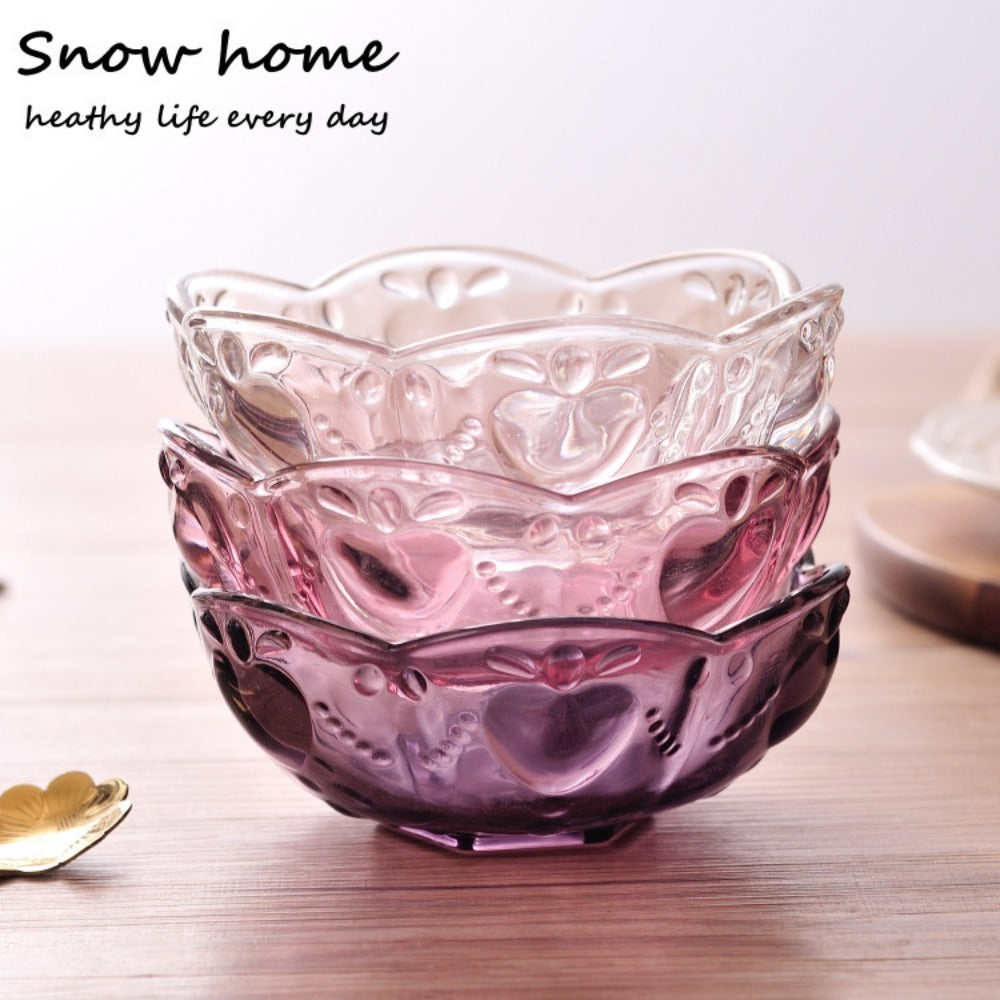 Creative Golden-rimmed Glass Bowl Bird's Nest Soup Bowl Cup Household Colorful Salad Bowl Dessert Bowl Set