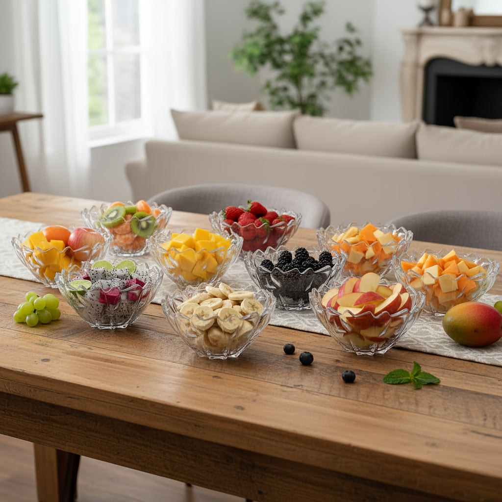 Set Of 2-34oz Glass Bowls for Kitchen Prep, Modern Round Serving Dishes for Dessert, Salad, Fruit, Pudding, Candy, Cereal, Ice Cream, Bowls