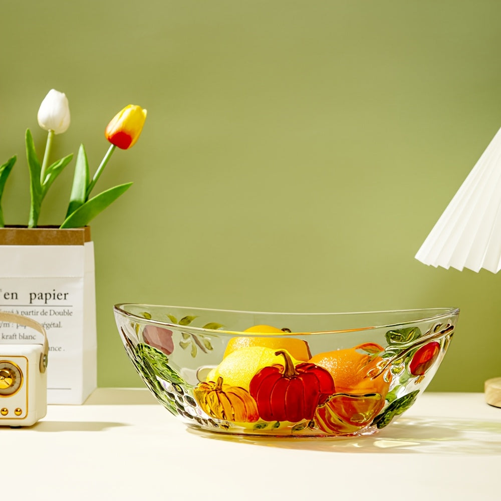 Oval Glass Murano-Style Decorative Bowl, 11.5\