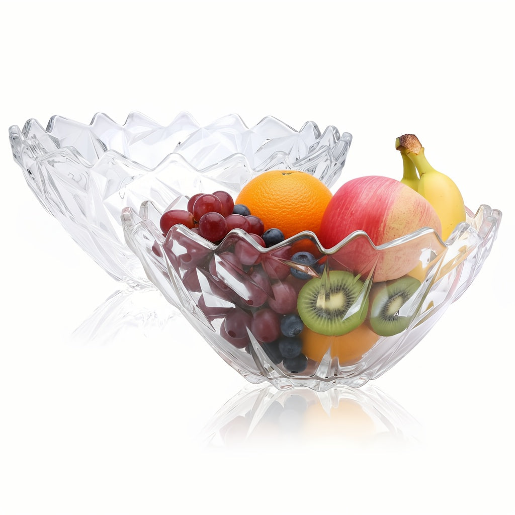 Set Of 2-34oz Glass Bowls for Kitchen Prep, Modern Round Serving Dishes for Dessert, Salad, Fruit, Pudding, Candy, Cereal, Ice Cream, Bowls