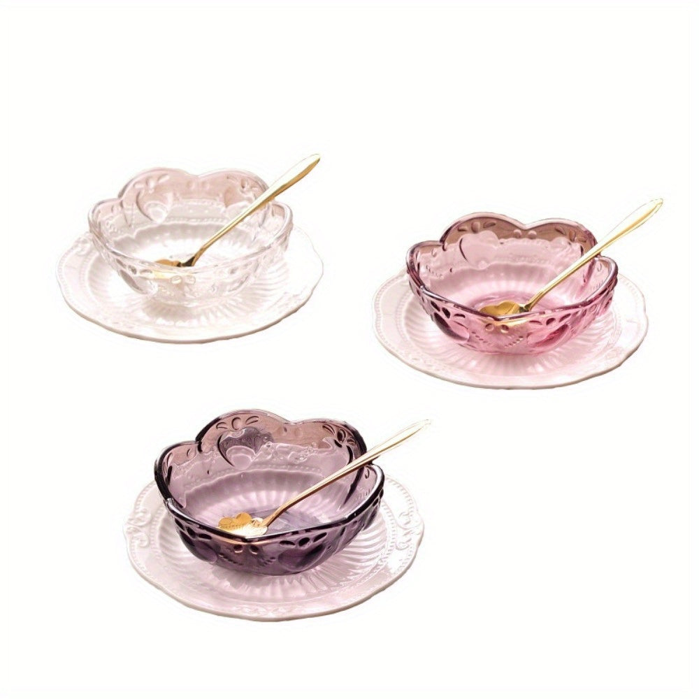 Creative Gold-rimmed Glass Bowl Bird'S Nest Soup Bowl Cup Household Colorful Salad Bowl Dessert Bowl Set