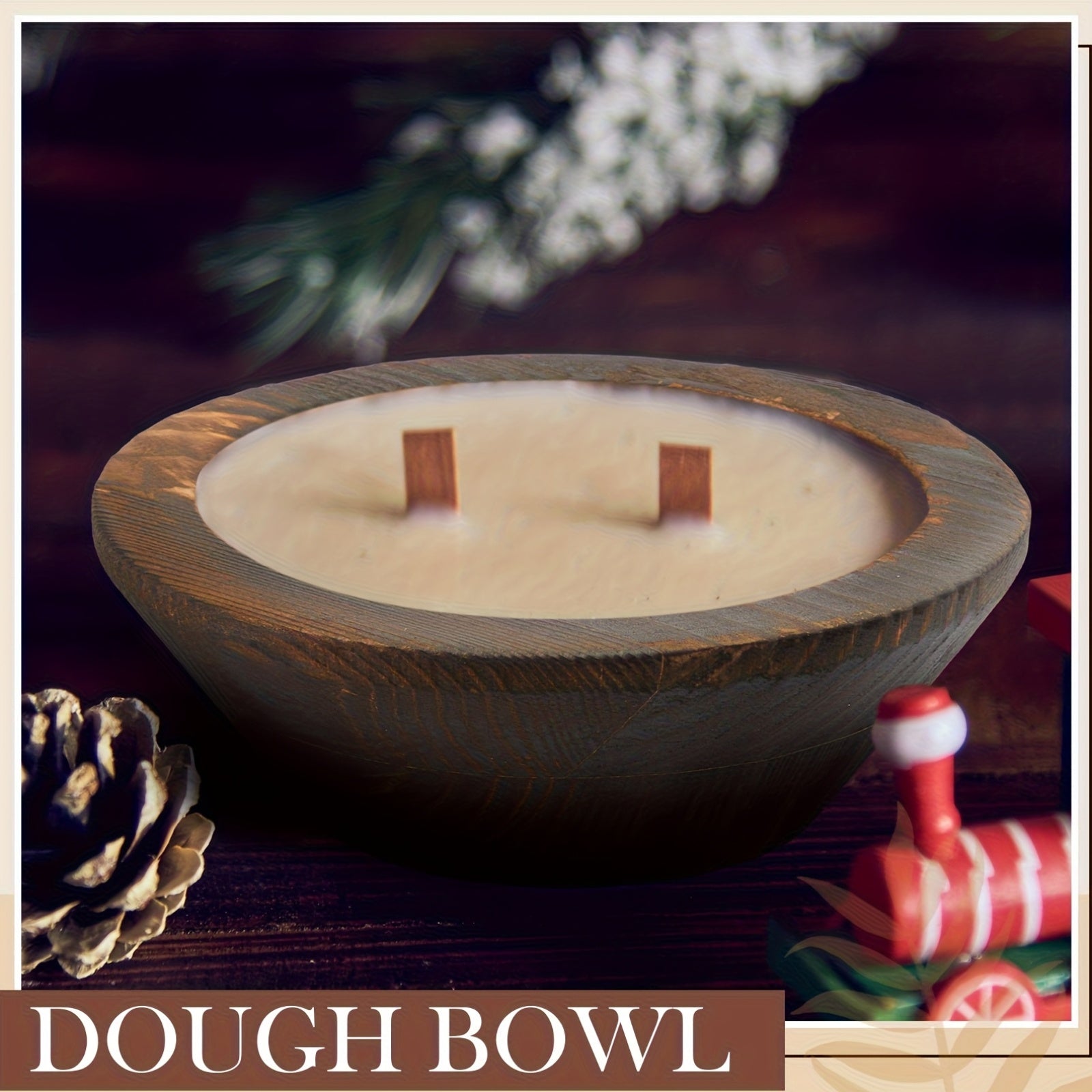 10pcs Wooden Dough Bowls For Candles Making Passover Vintage Round Hand Carved Wooden Bowl Bulk For Crafts Decoration Farmhouse Supplies Housewarming Gift (Dark Brown) (Non-Food Contact)