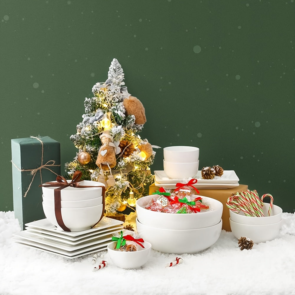 White Ceramic Bowls 4\u002F6pcs White Ceramic Bowls | 22oz Soup, Cereal, Ramen, Oatmeal, Fruit, Salad, Rice Bowl - Dishwasher & Microwave Safe