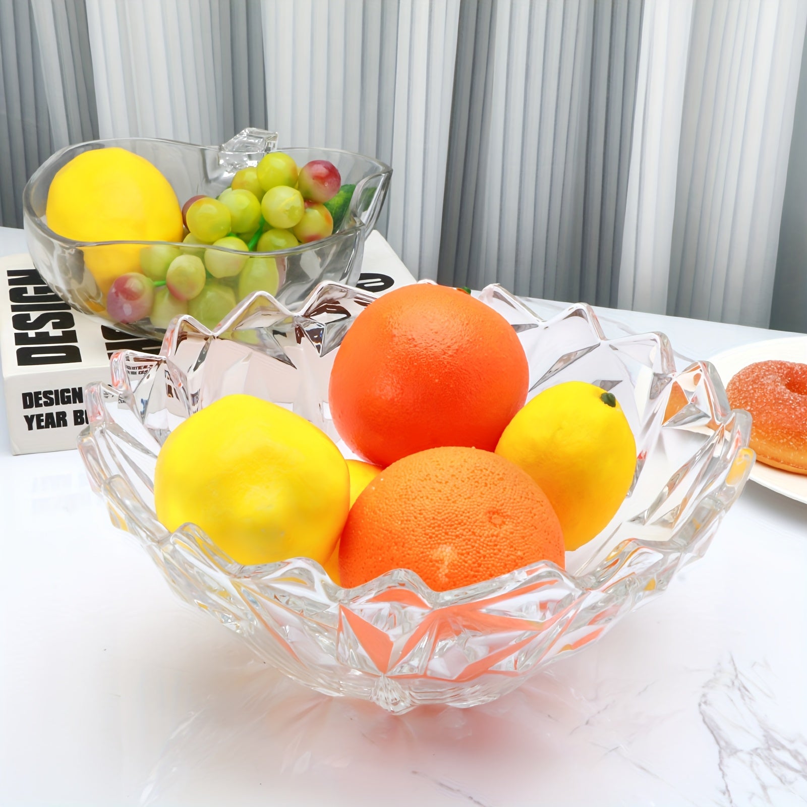 Set Of 2-34oz Glass Bowls for Kitchen Prep, Modern Round Serving Dishes for Dessert, Salad, Fruit, Pudding, Candy, Cereal, Ice Cream, Bowls