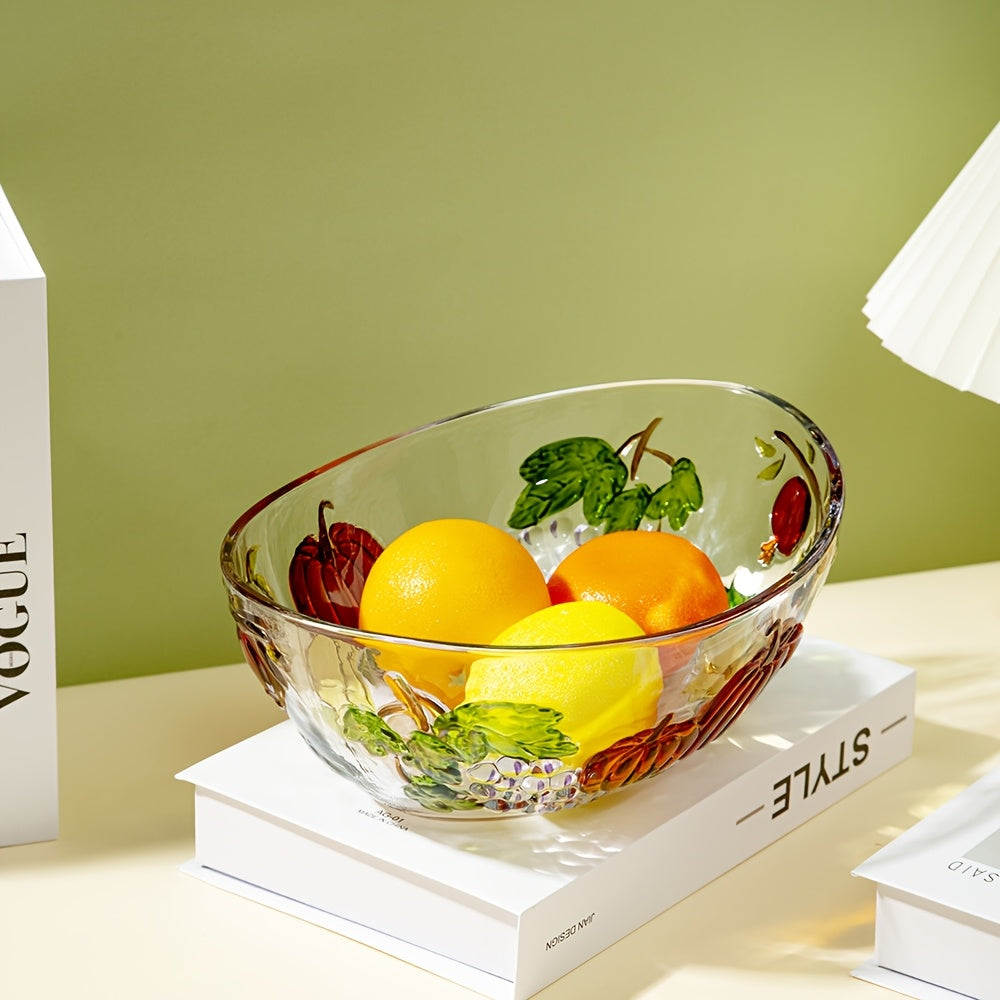 Oval Glass Murano-Style Decorative Bowl, 11.5\