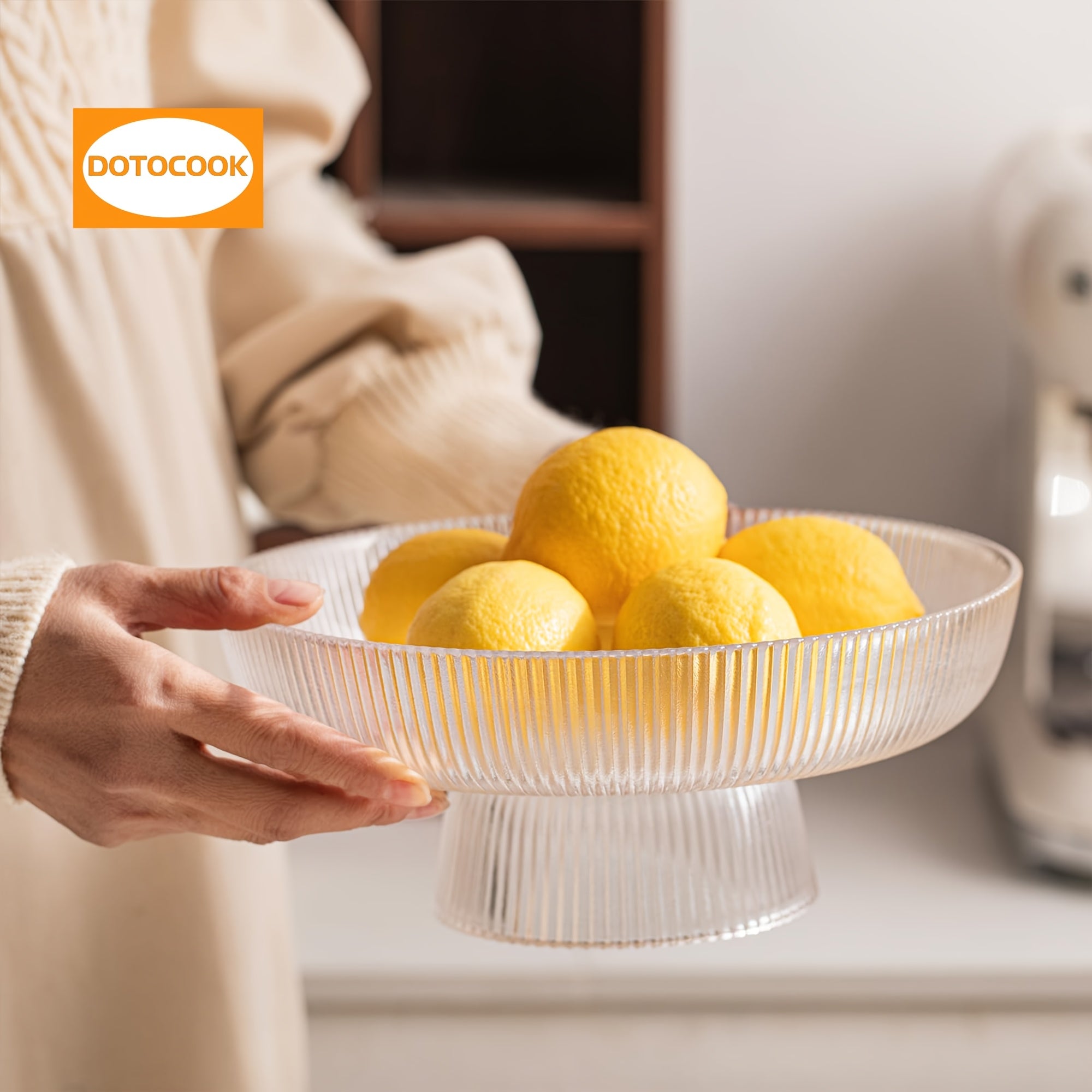 3pcs, Elegant Glass Fruit Bowl - Clear Ribbed Fluted Pedestal Bowl for Fruits, Salads, Desserts, and Snacks - Decorative Centerpiece for Dining Table, Kitchen, or Living Room Decoration