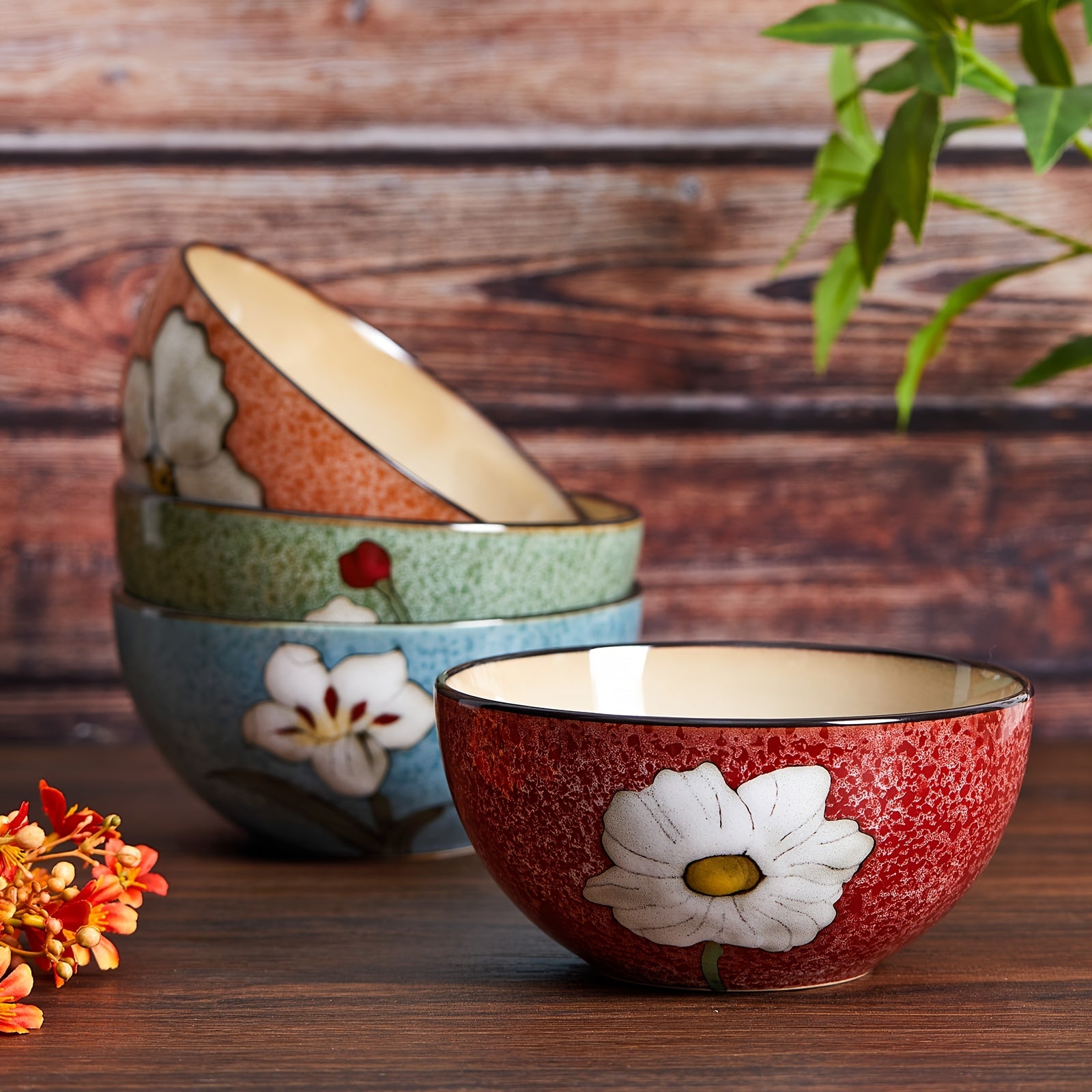 8pcs Pcs Ceramic Bowls for Kitchen - Oven, Microwave & Dishwasher Safe Soup Bowls Suitable for Cereal, Salad, Pasta, Ramen - Elegant Oval Bowls for Serving, Breakfast, Lunch, Dinner, Assorted Colors (Ideal for Meals)